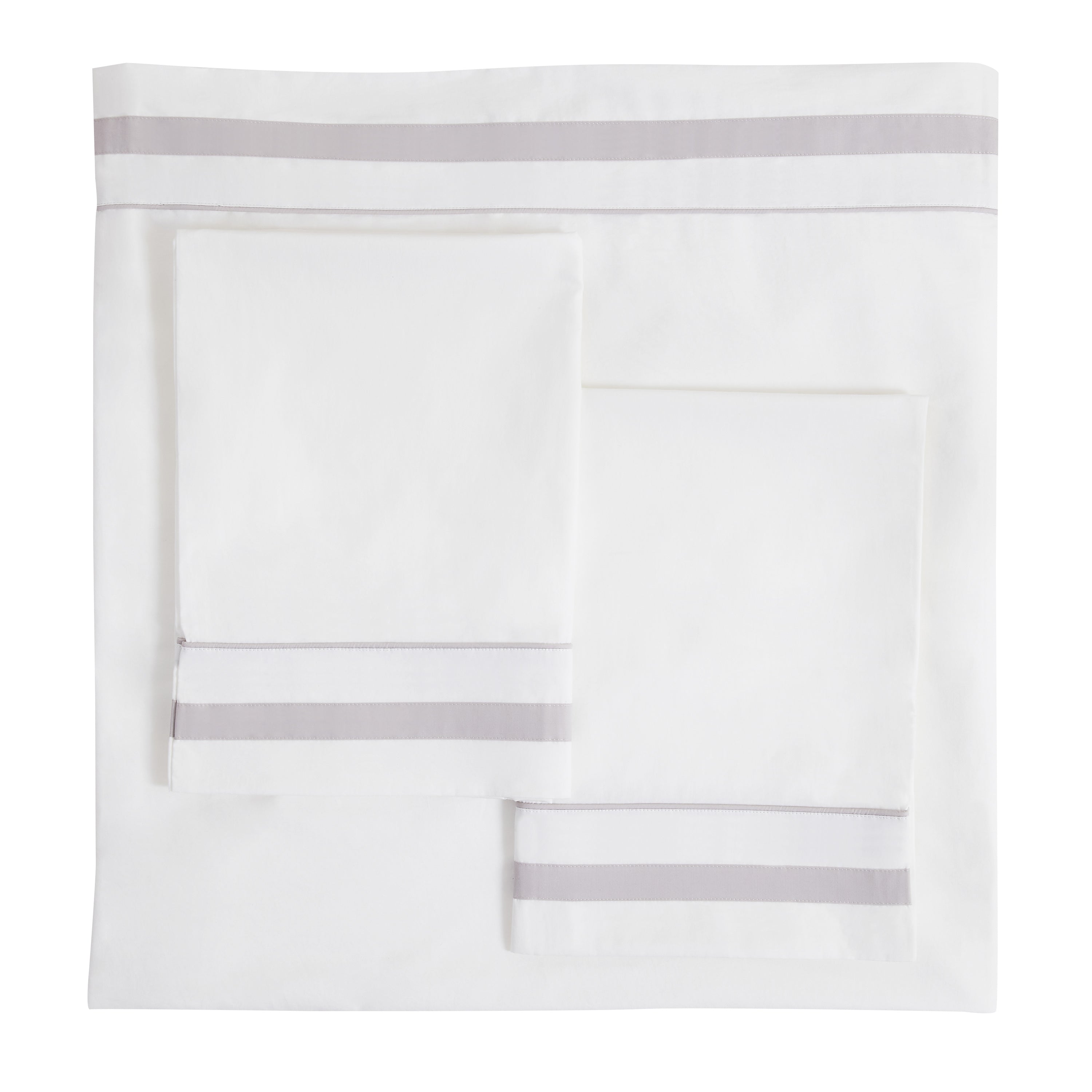 Klassisches Percale-Baumwoll-Bettlaken-Set mit Doppelborte