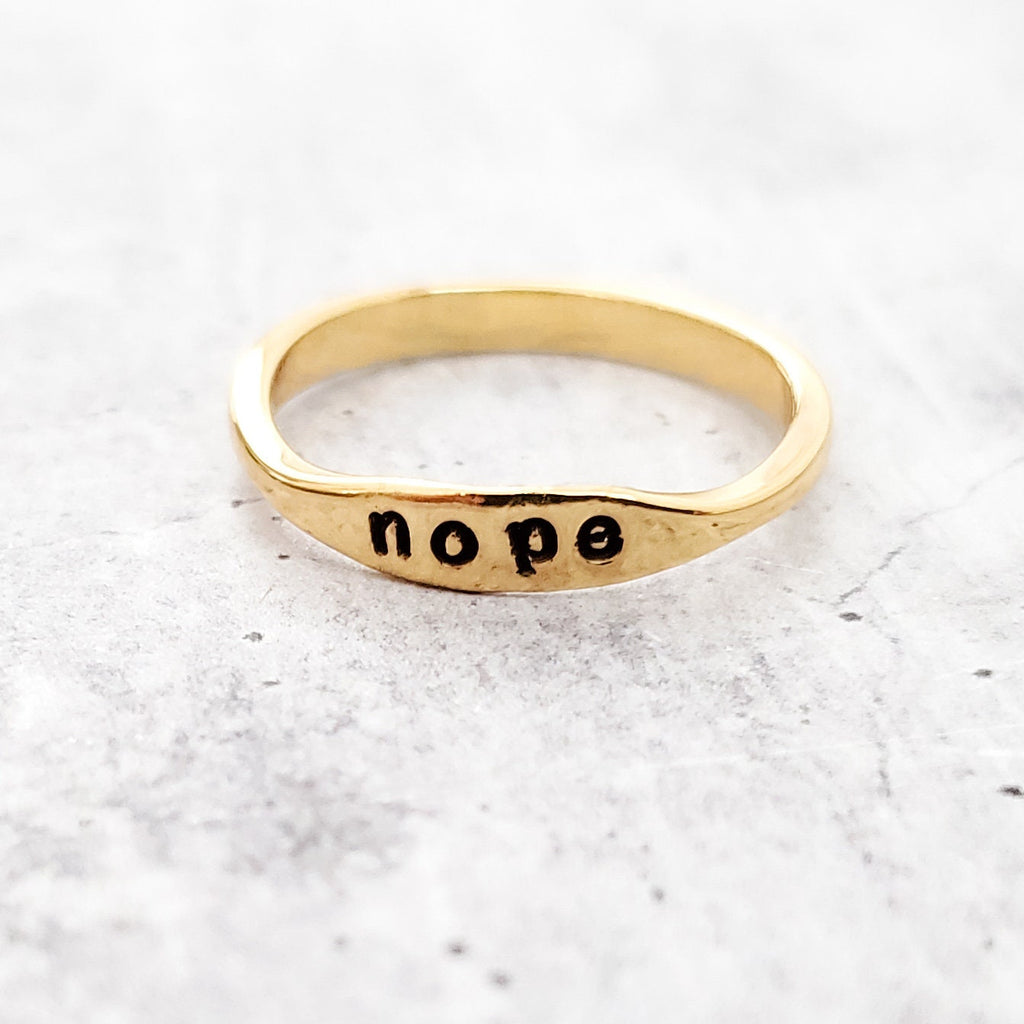 Dainty Gold Plated or Sterling Silver "Nope" Ring
