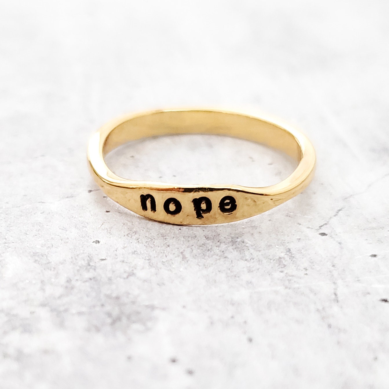 Dainty Gold Plated or Sterling Silver "Nope" Ring