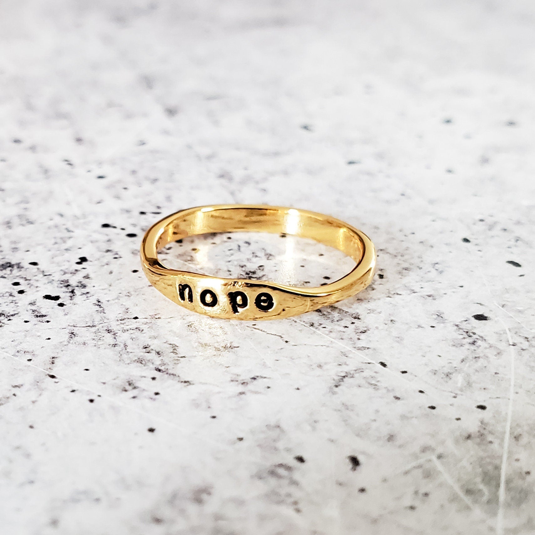 Dainty Gold Plated or Sterling Silver "Nope" Ring