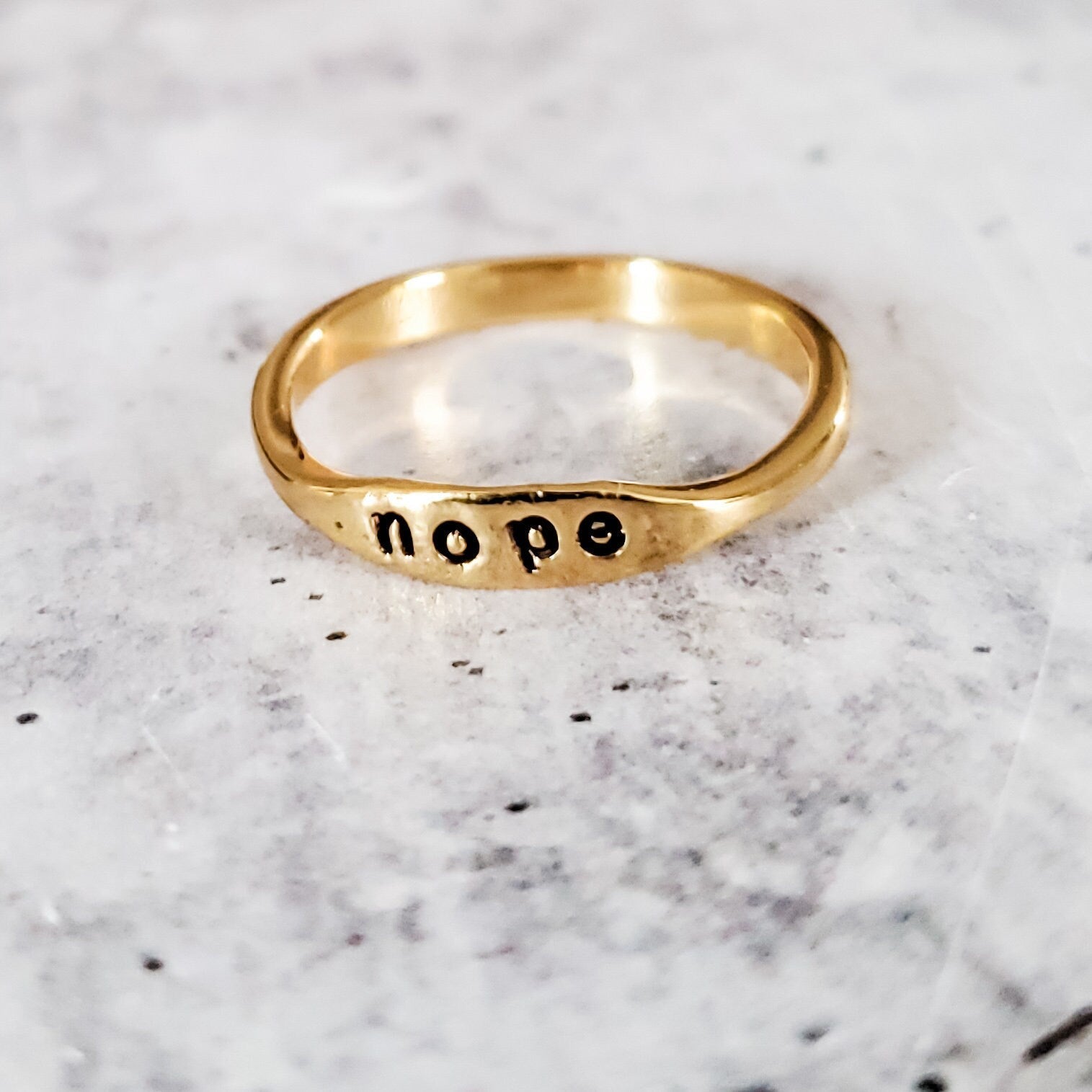 Dainty Gold Plated or Sterling Silver "Nope" Ring