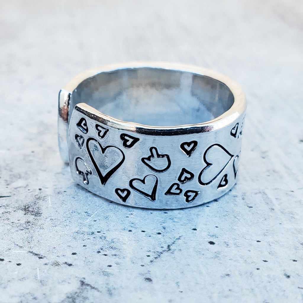 Middle Finger Heart Valentine's Day Ring - F Off Ring for Galentine's Day