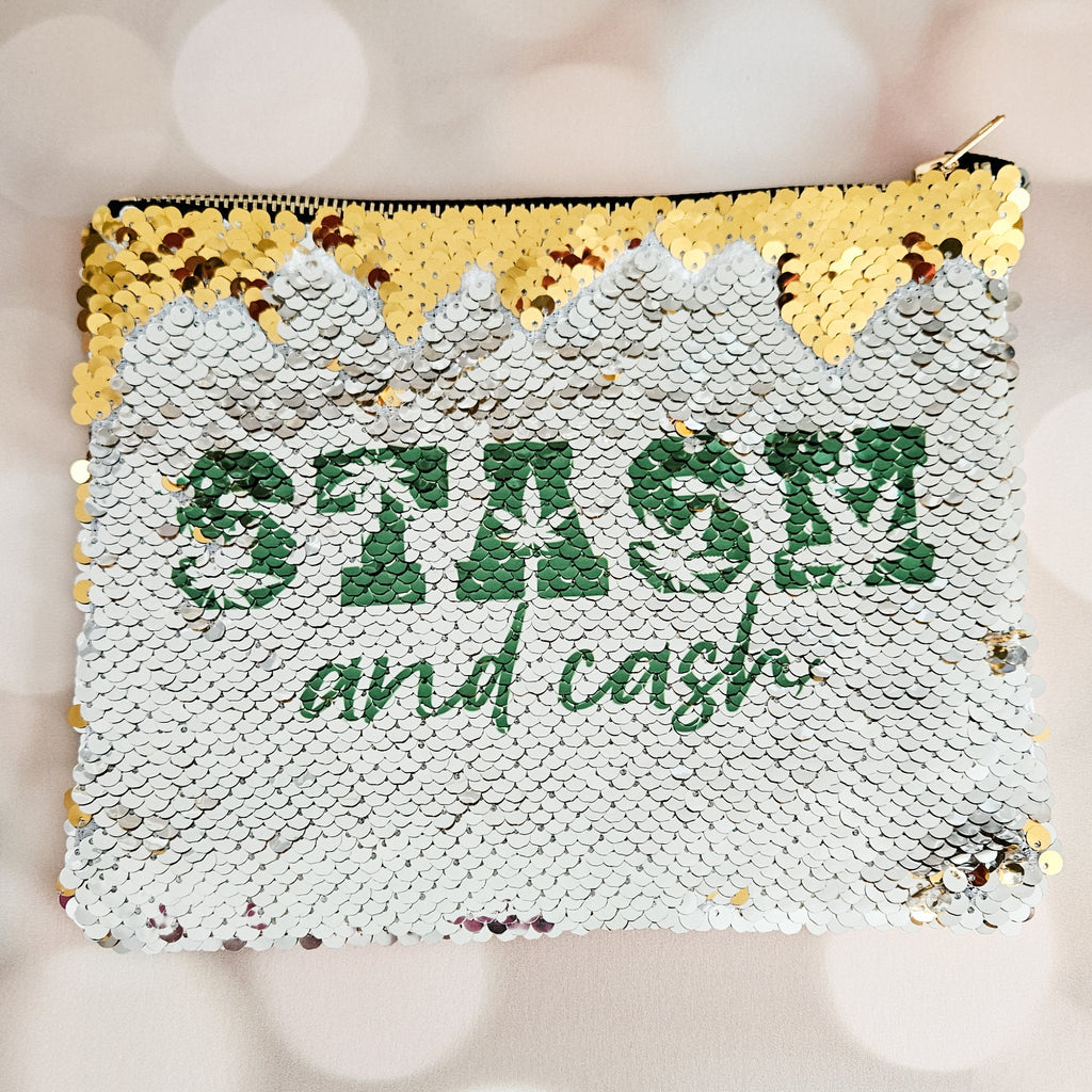 Stash & Cash 420 Pailletten-Kosmetiktasche