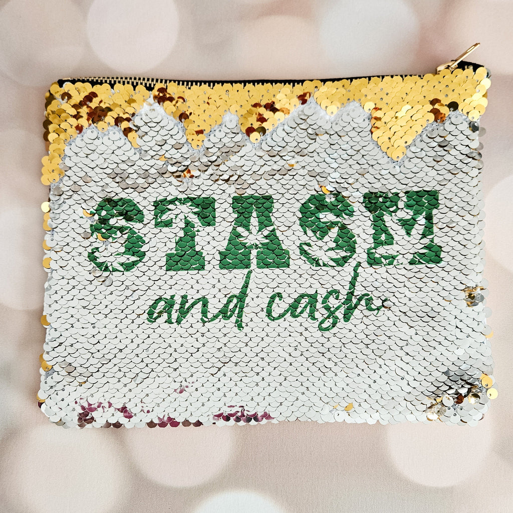 Stash & Cash 420 Pailletten-Kosmetiktasche