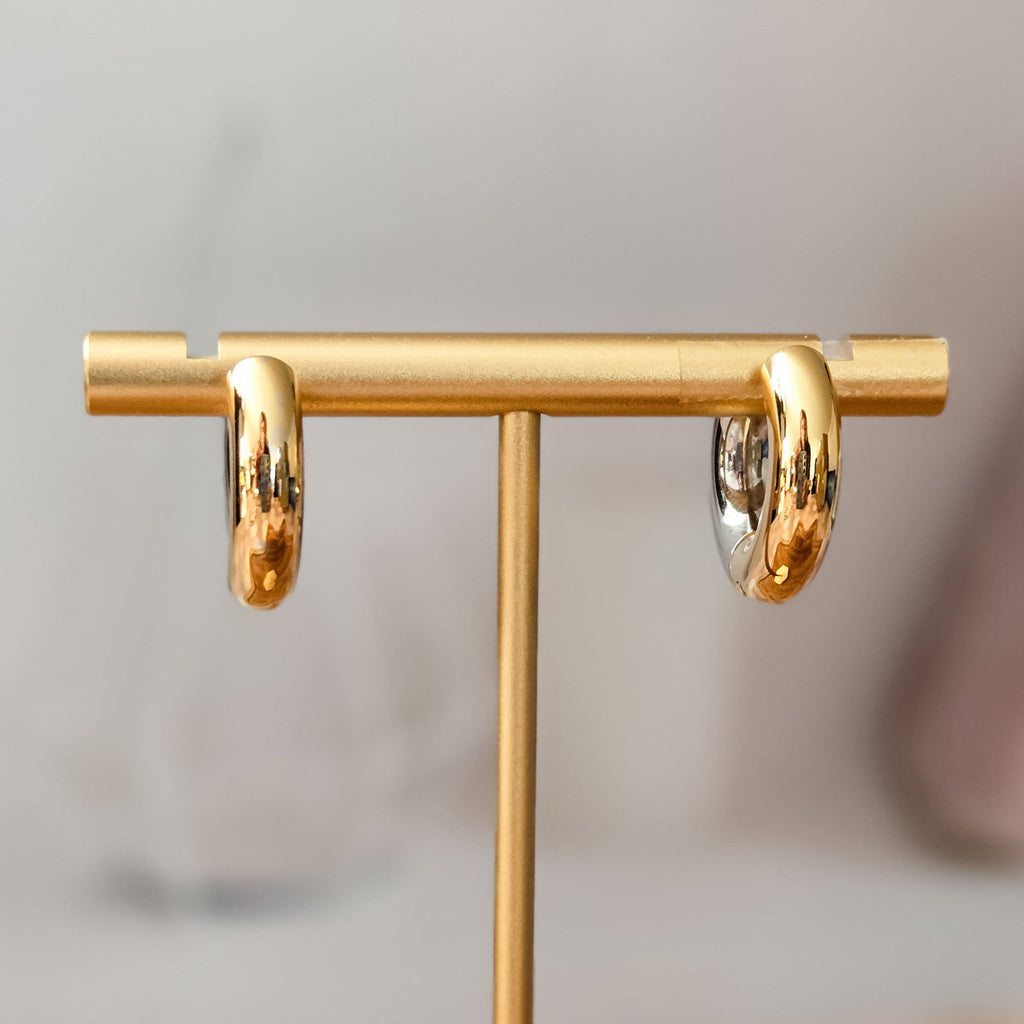 Two Tone Chunky Hoop Earrings