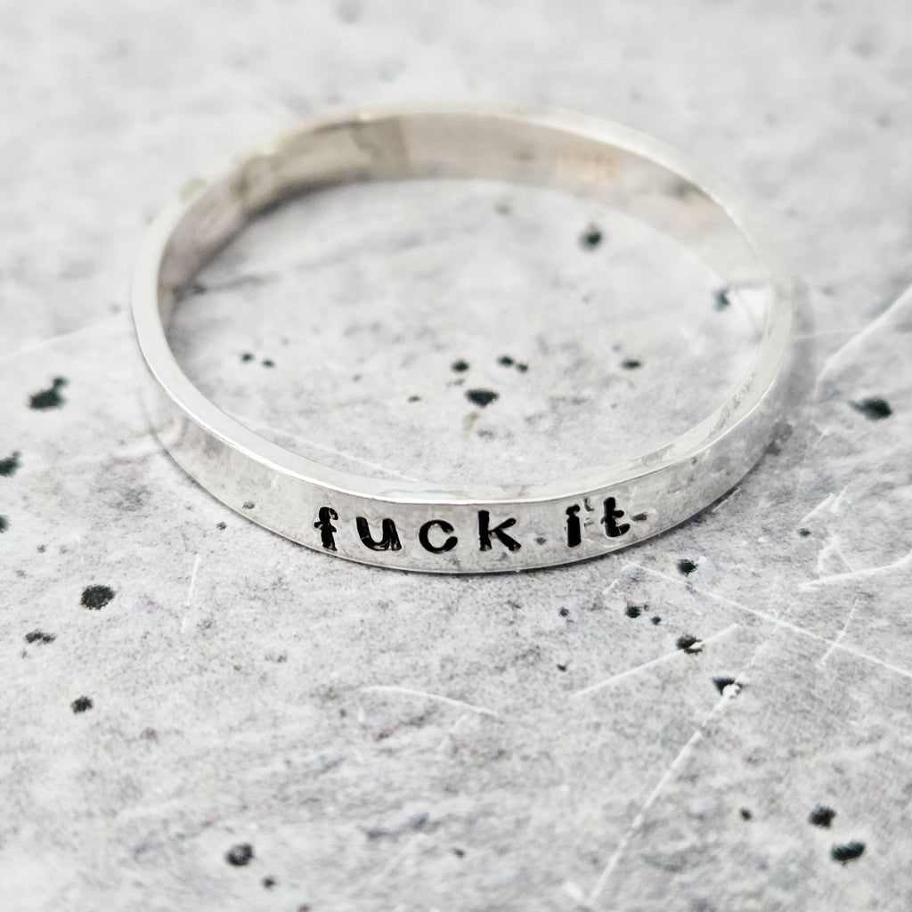 FUCK IT Sterling Silber Ring