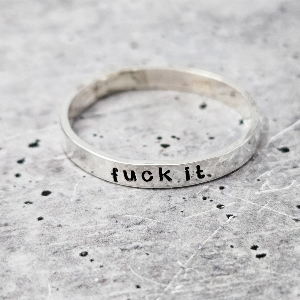 FUCK IT Sterling Silber Ring