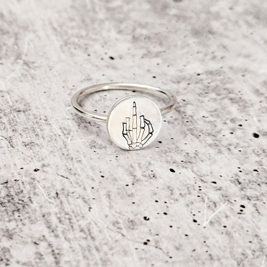 Middle Finger Dainty Skeleton Ring