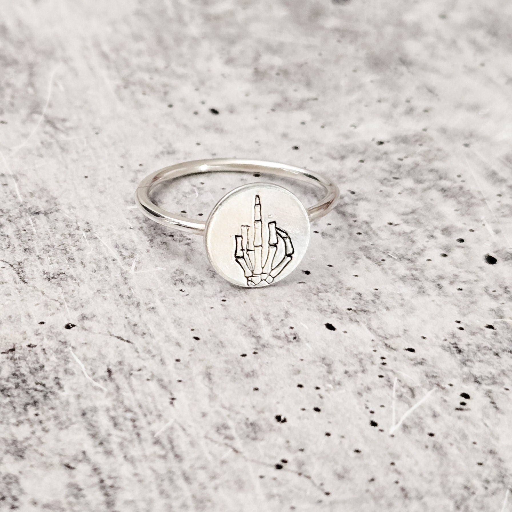 Middle Finger Dainty Skeleton Ring