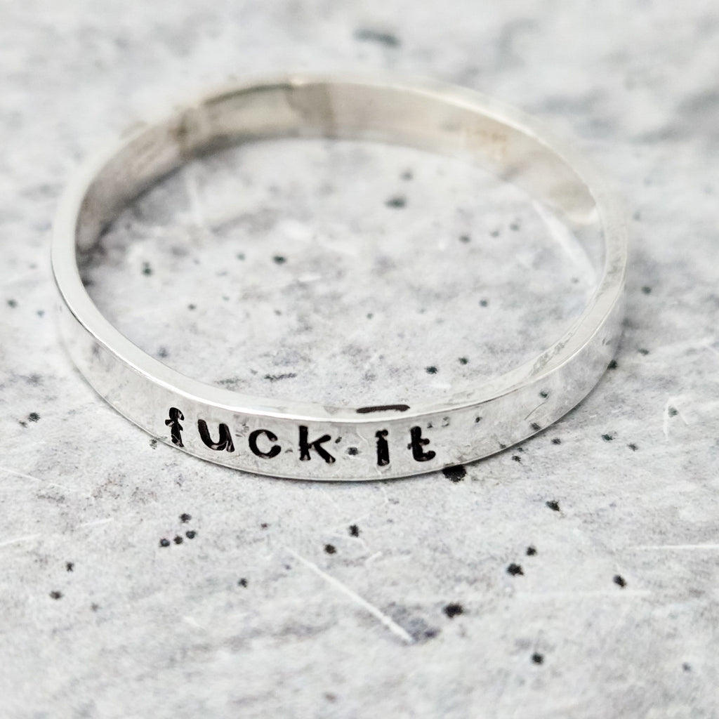 FUCK IT Sterling Silber Ring