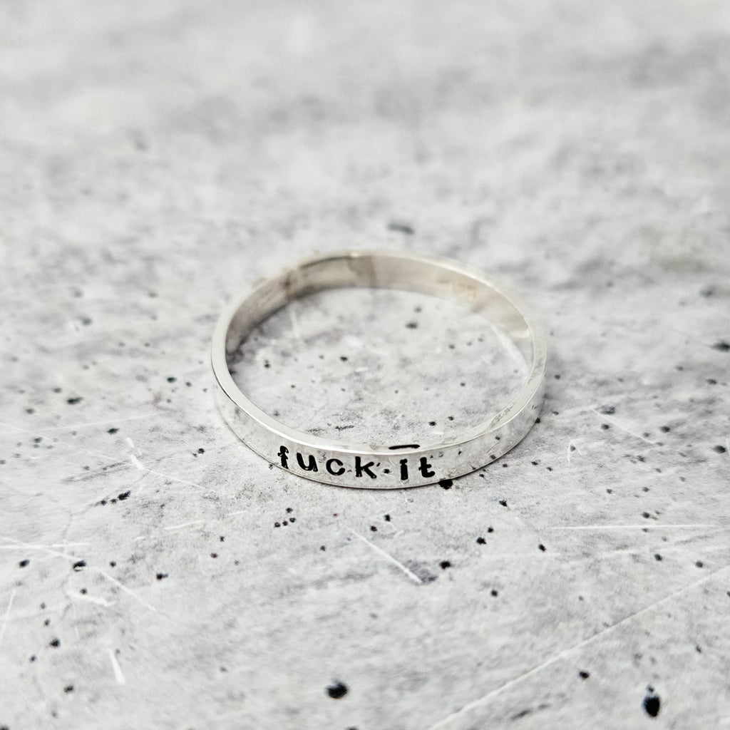 FUCK IT Sterling Silber Ring