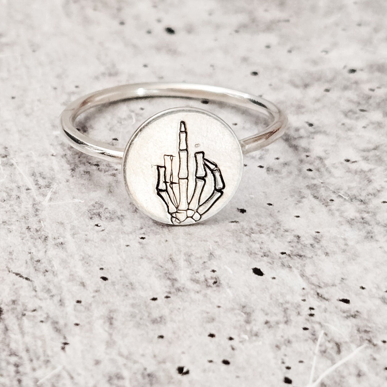 Middle Finger Dainty Skeleton Ring