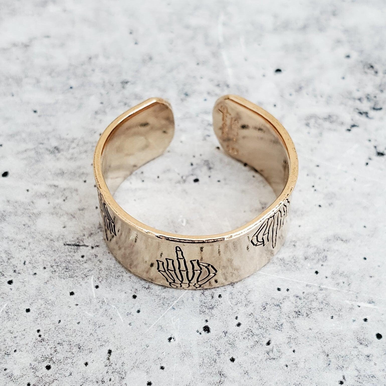Löwenzahn-Wunschring – Handgestempelter offener Ring aus Sterlingsilber