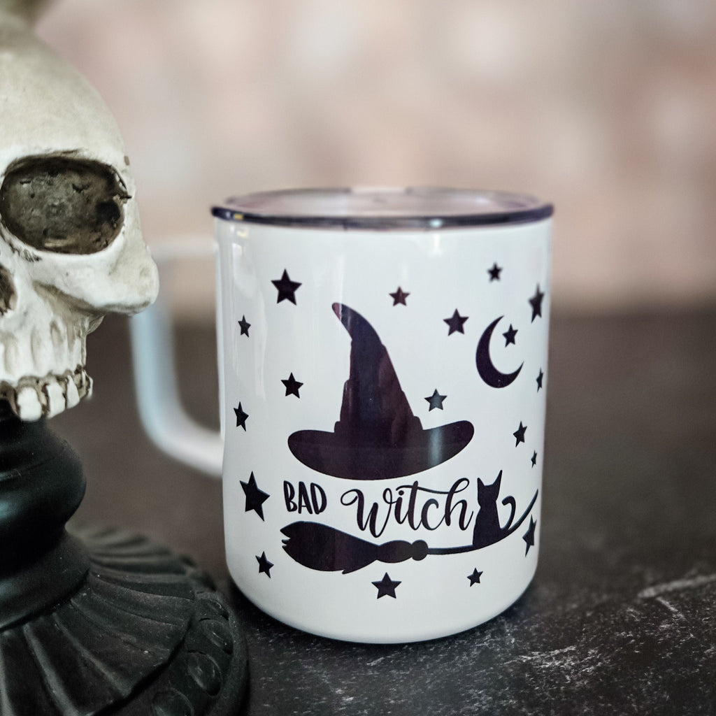 Böse Hexe Halloween Reisebecher mit Deckel