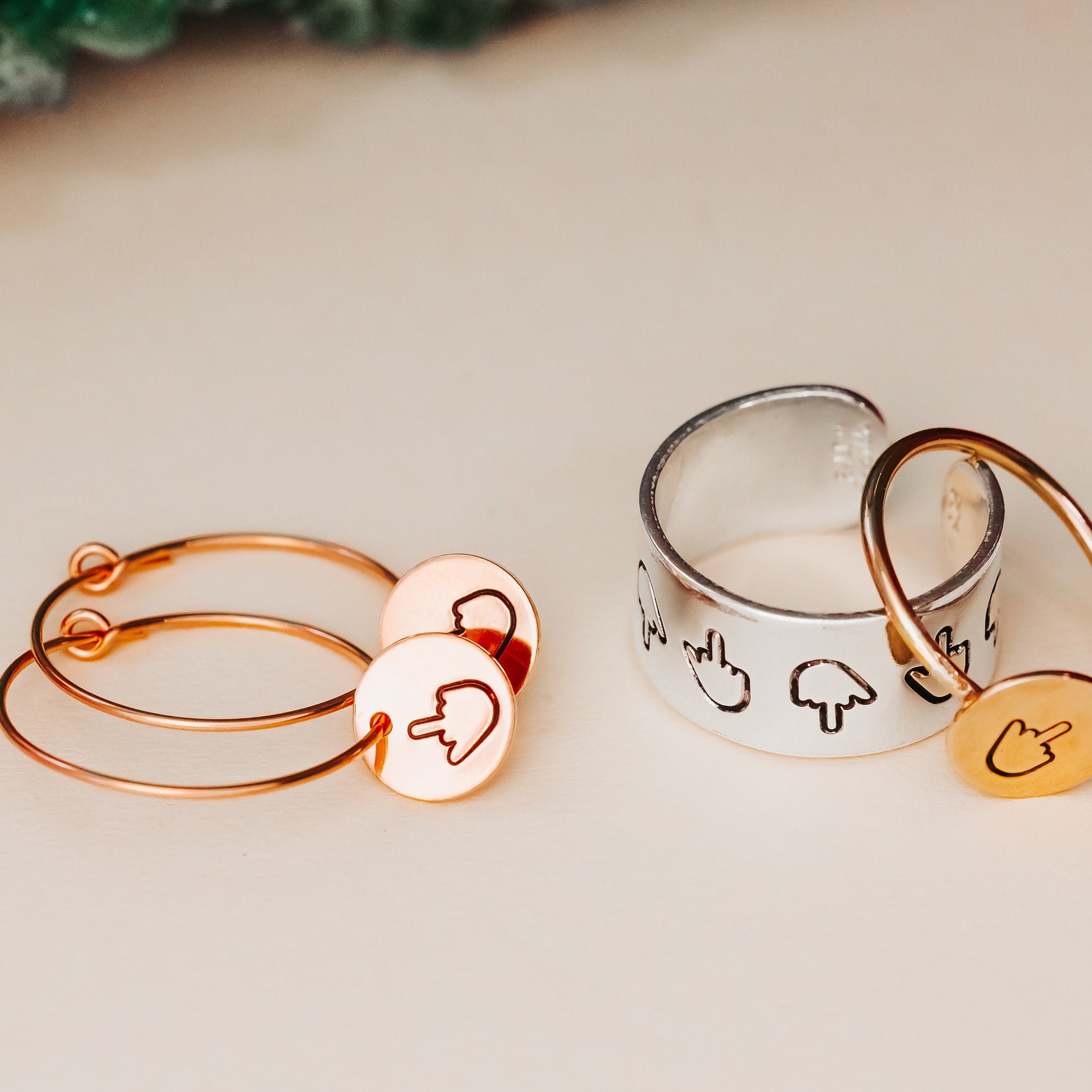 Middle Finger Dainty Hoop Earrings