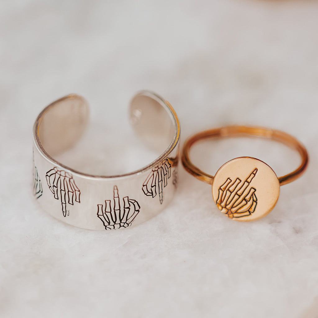 Middle Finger Dainty Skeleton Ring