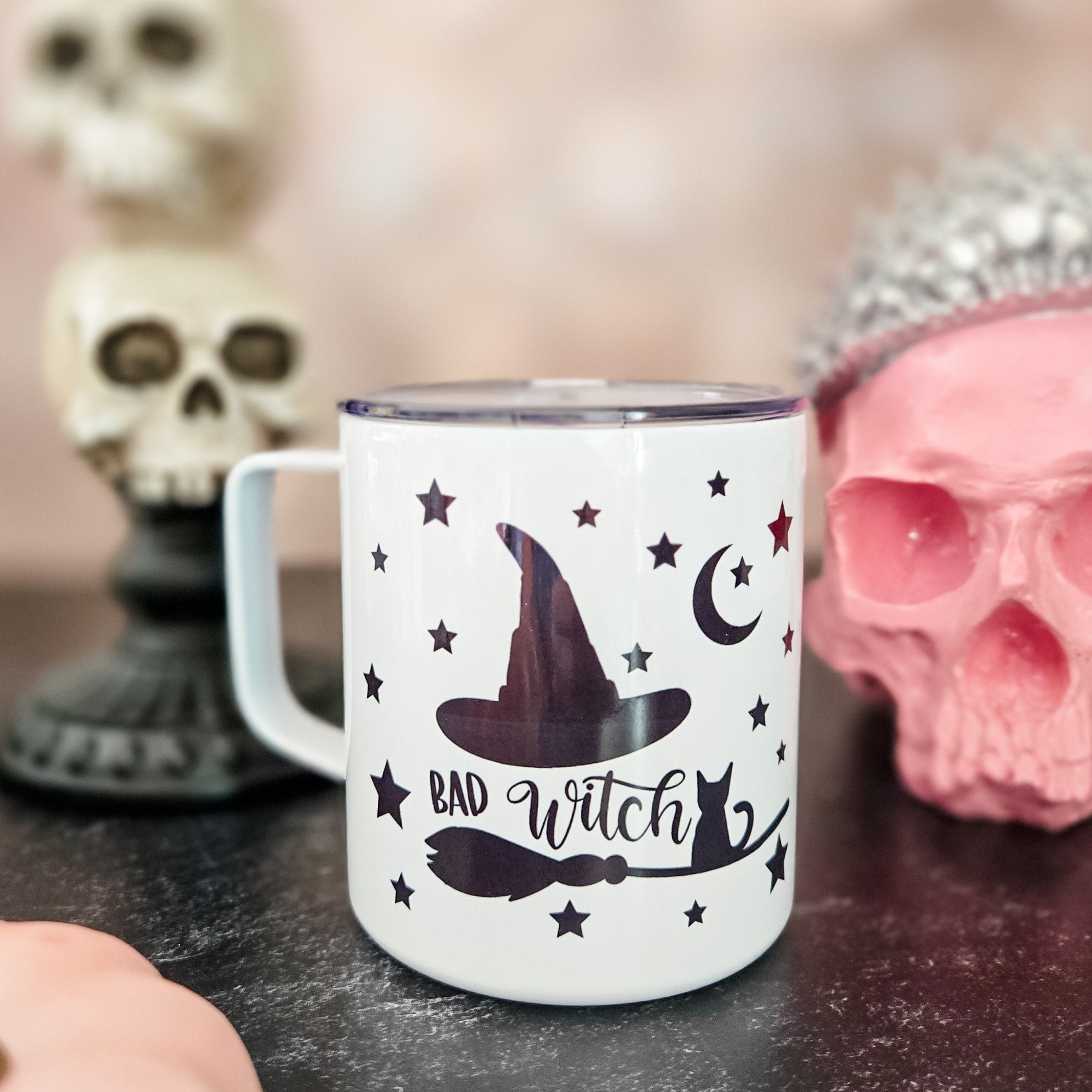Böse Hexe Halloween Reisebecher mit Deckel