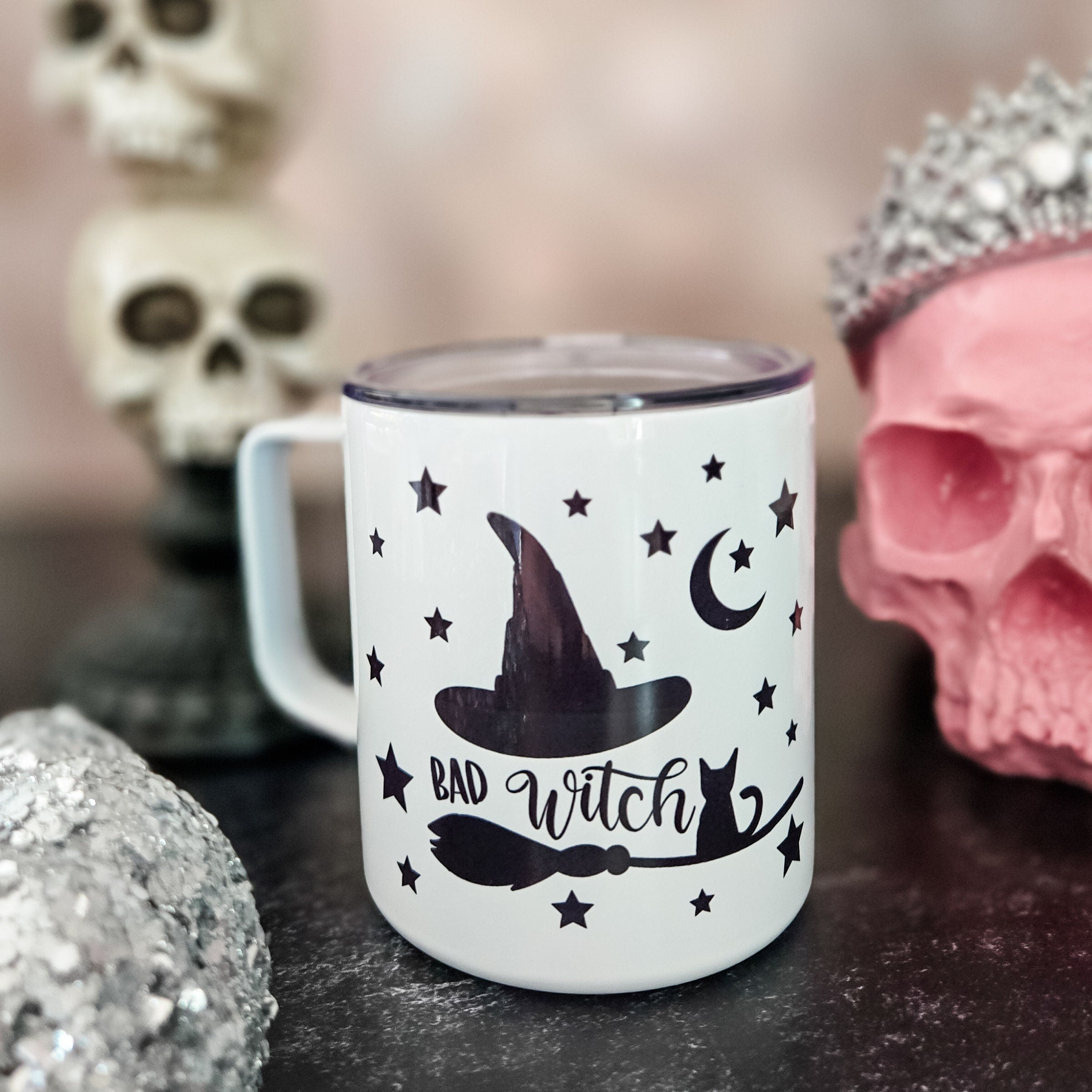 Böse Hexe Halloween Reisebecher mit Deckel