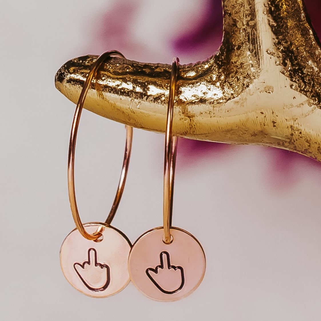 Middle Finger Dainty Hoop Earrings