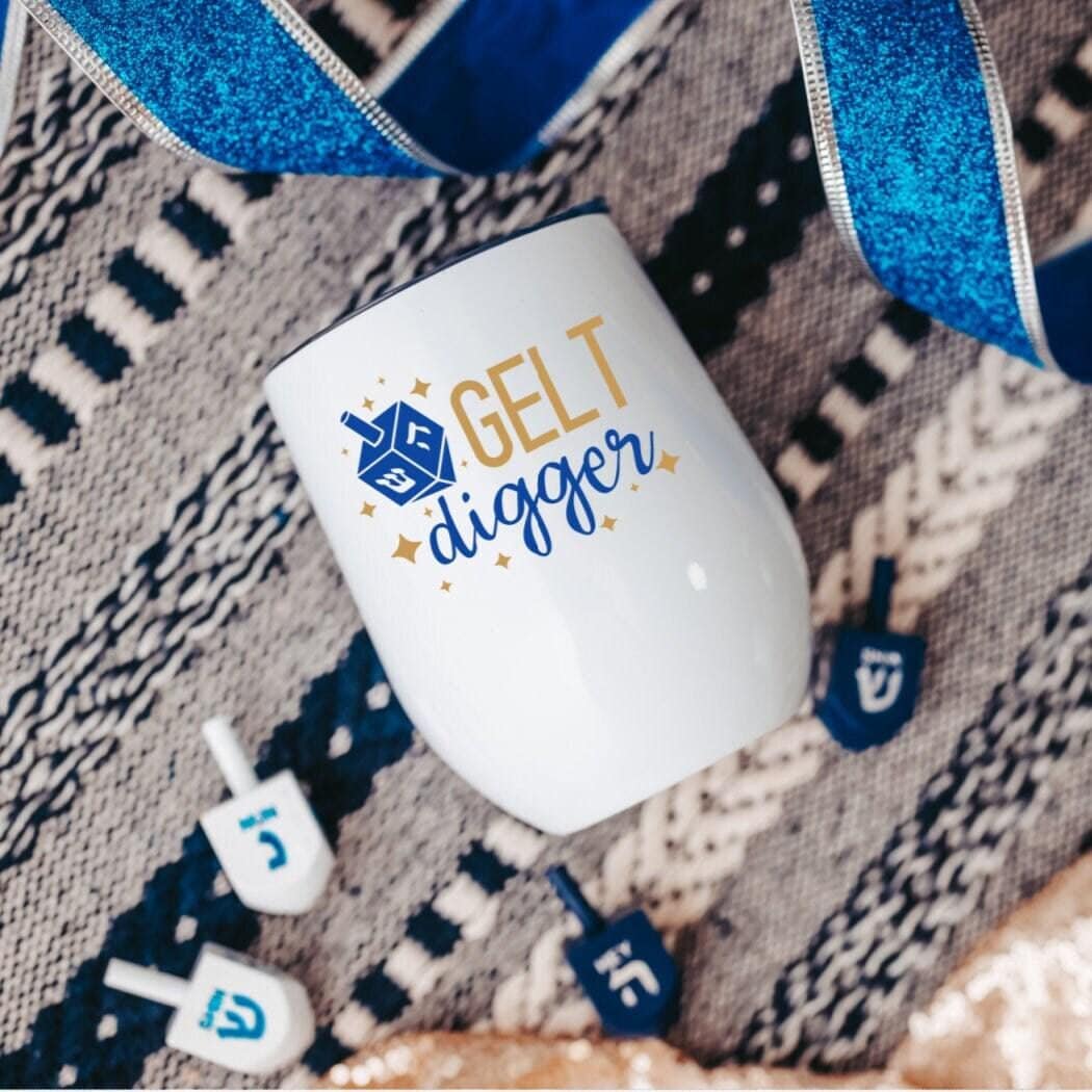 Gelt Digger Chanukah Wine Tumbler