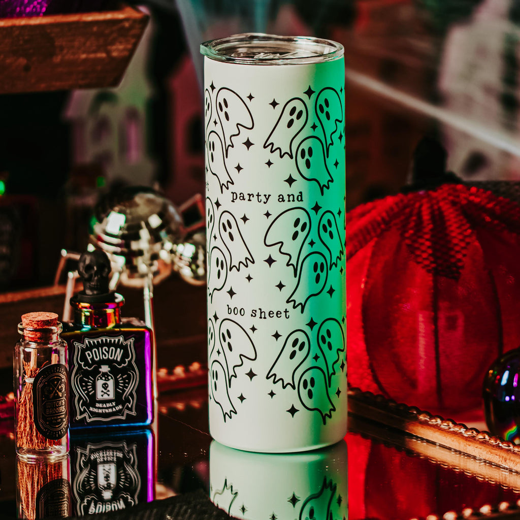 Here for the Boos Funny Glow in the Dark Halloween Tumbler