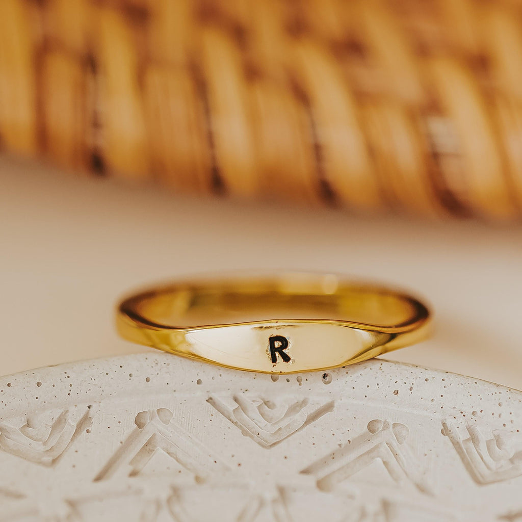 Dainty Gold or Silver Initial Ring