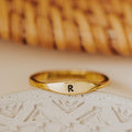 Dainty Gold or Silver Initial Ring