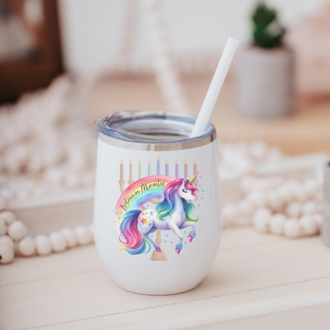 Glaube an Wunder Einhorn Chanukka Weinbecher