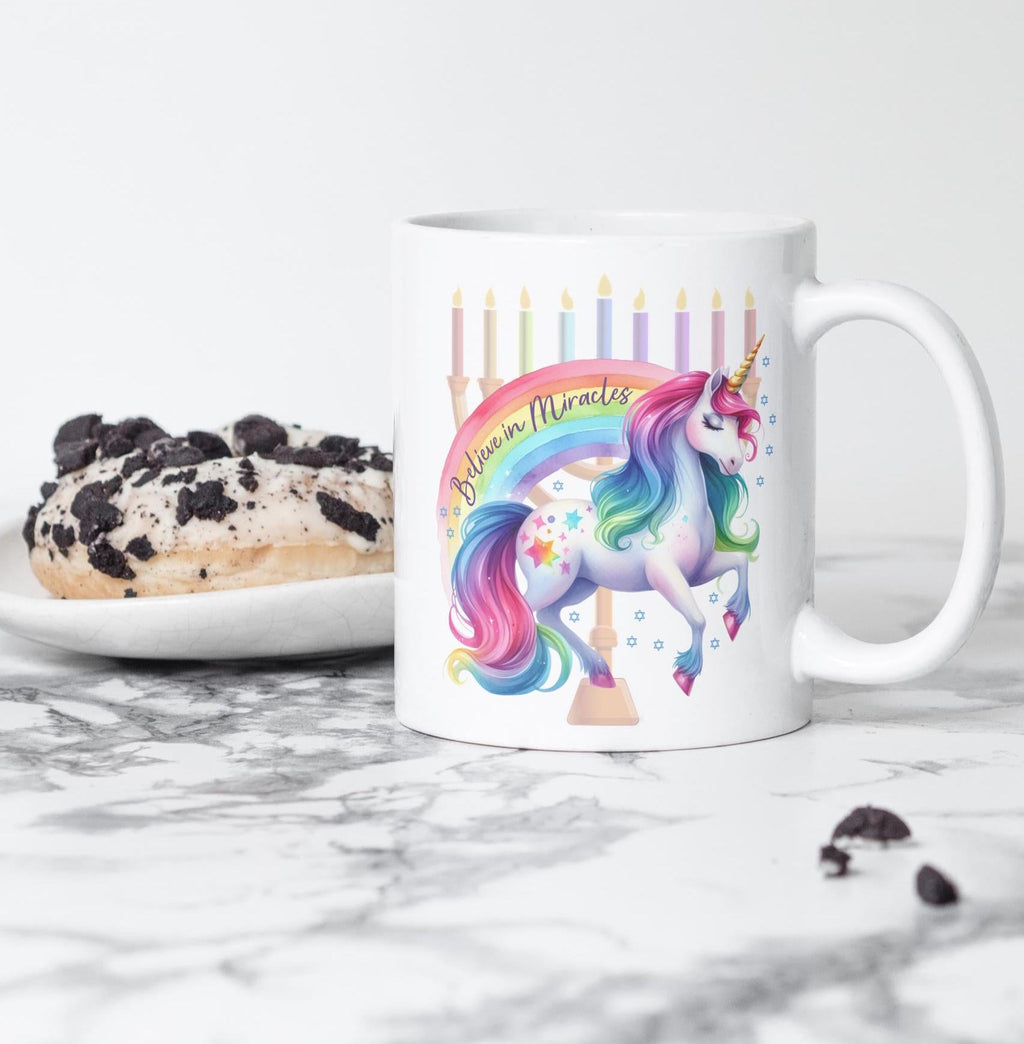 Glaube an Wunder Einhorn Chanukka Keramik-Kaffeetasse