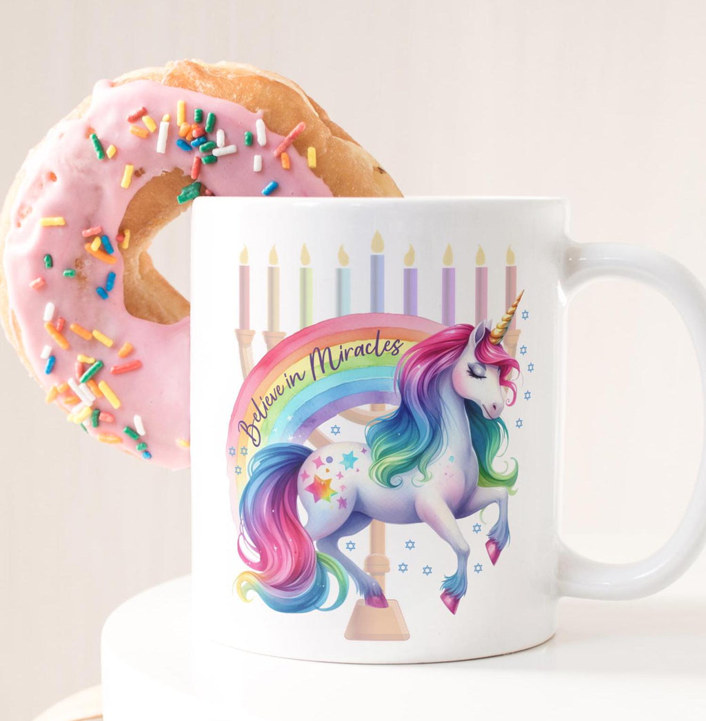 Glaube an Wunder Einhorn Chanukka Keramik-Kaffeetasse