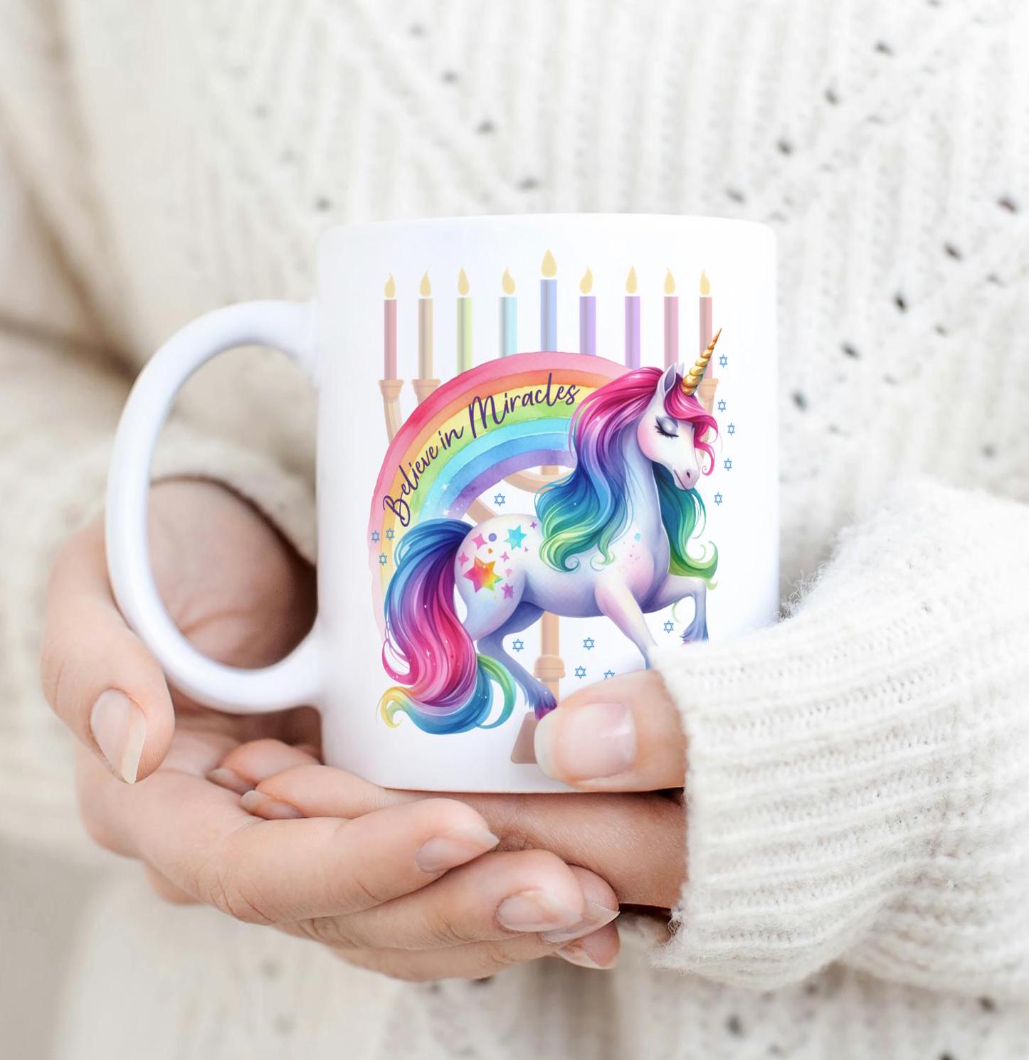 Glaube an Wunder Einhorn Chanukka Keramik-Kaffeetasse