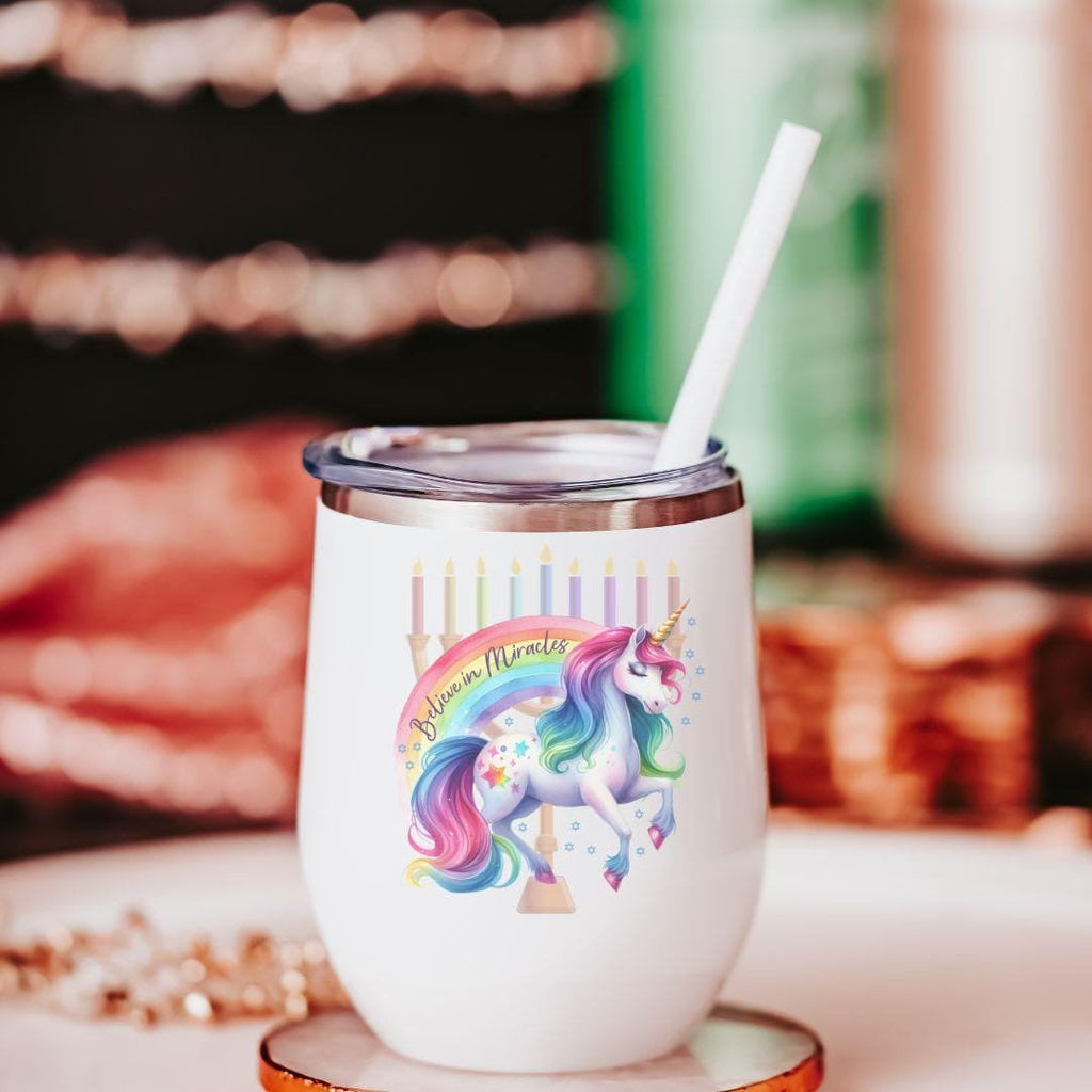 Glaube an Wunder Einhorn Chanukka Weinbecher