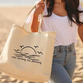 More Tanning Less Planning Personalized Oversized Linen Teacher Beach Bag