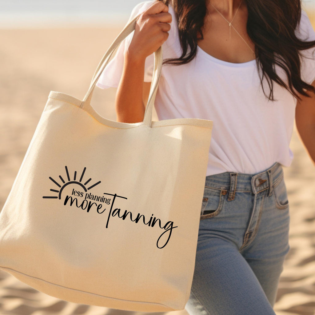 Weniger Planung, mehr Bräunung Personalisierte Übergroße Lehrer-Strandtasche