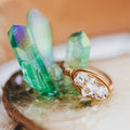 Herkimer-Diamant-Trio-Ring – handgewickelter Quarzkristallring