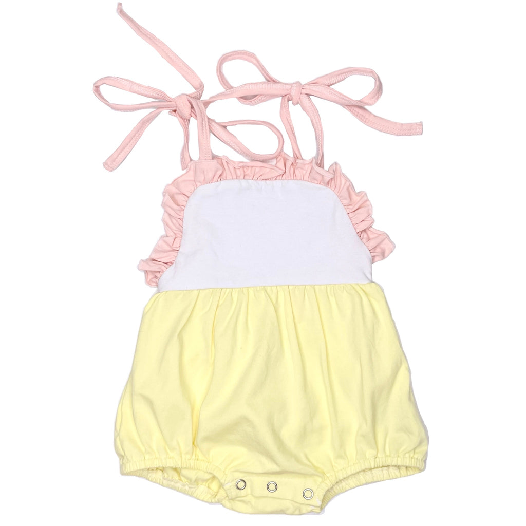 Threaded Cotton Ruffle Tie Sunsuit 95% Cotton