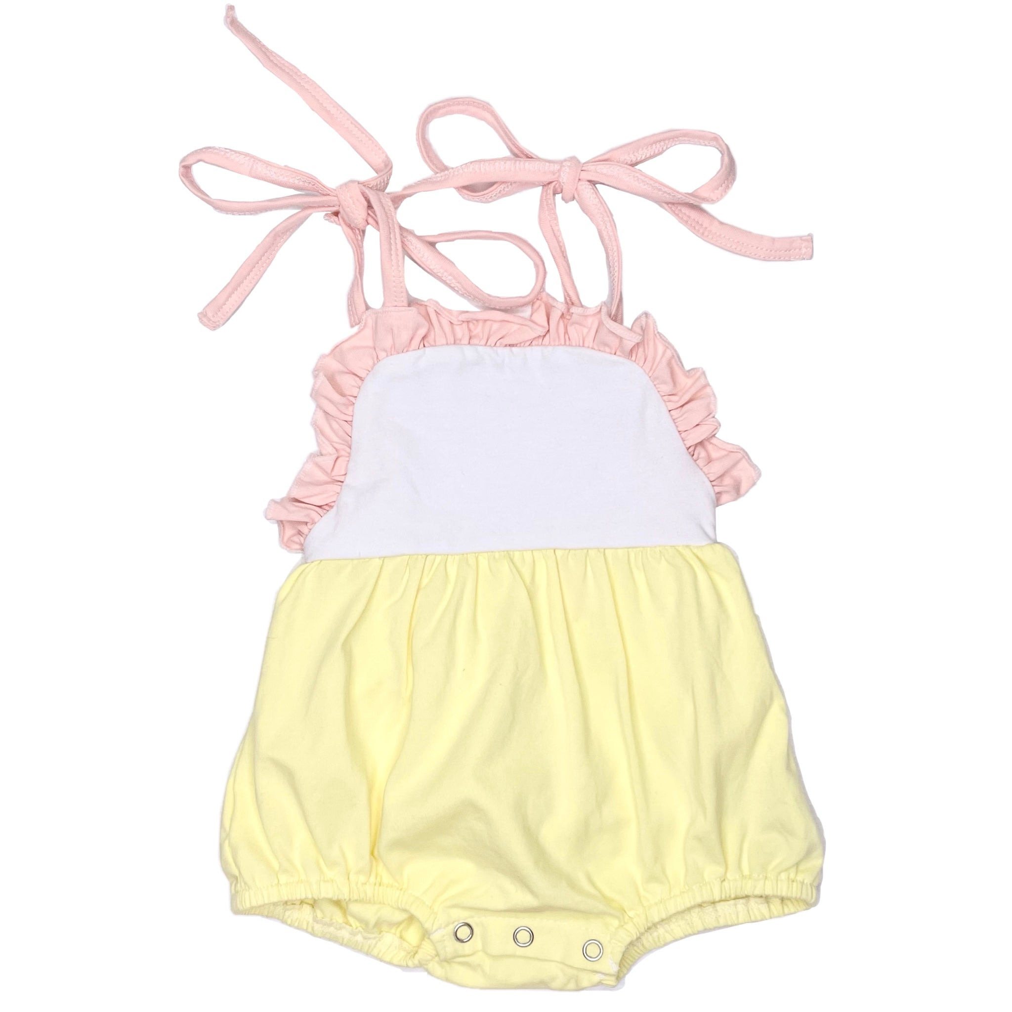 Threaded Cotton Ruffle Tie Sunsuit 95% Cotton