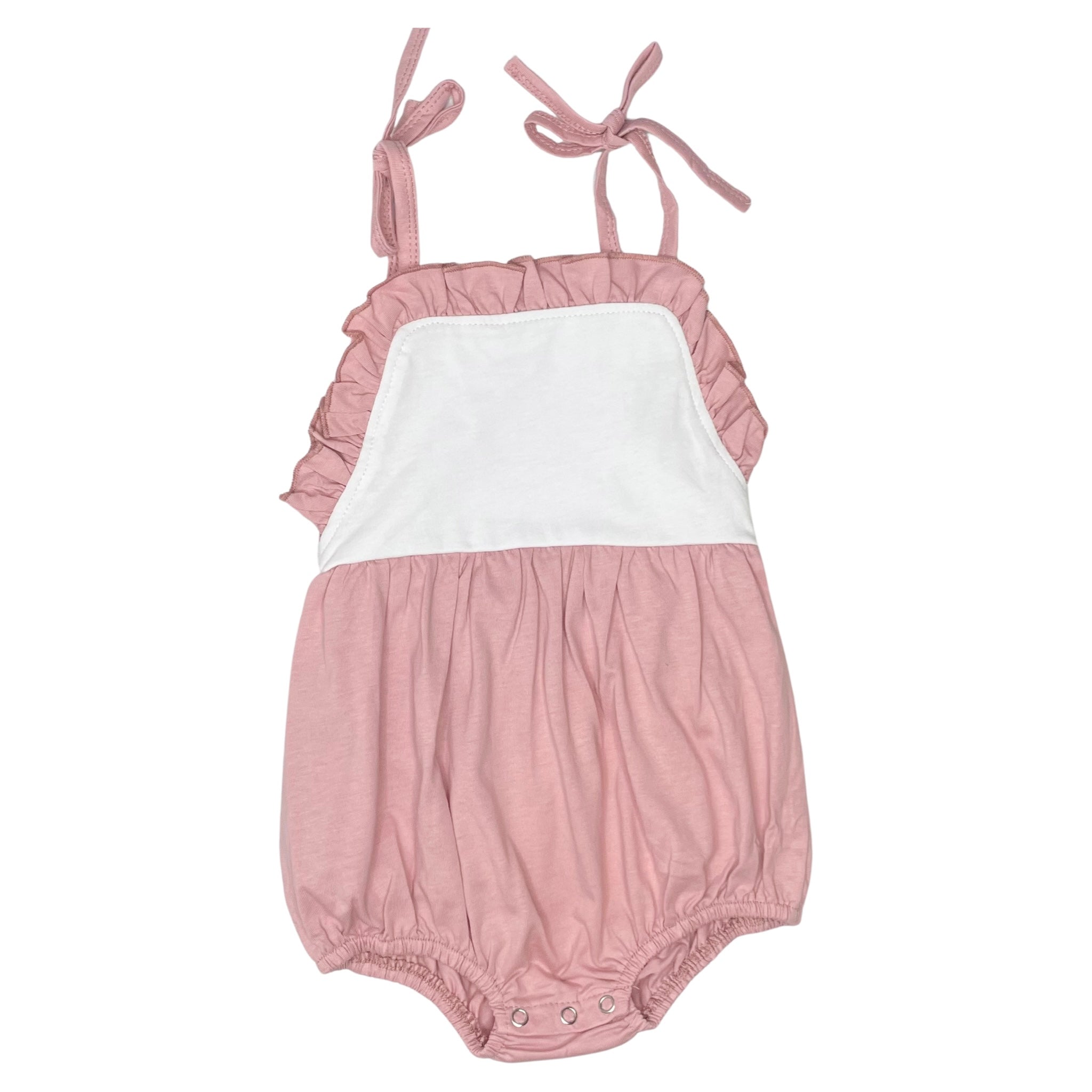 Threaded Cotton Ruffle Tie Sunsuit 95% Cotton