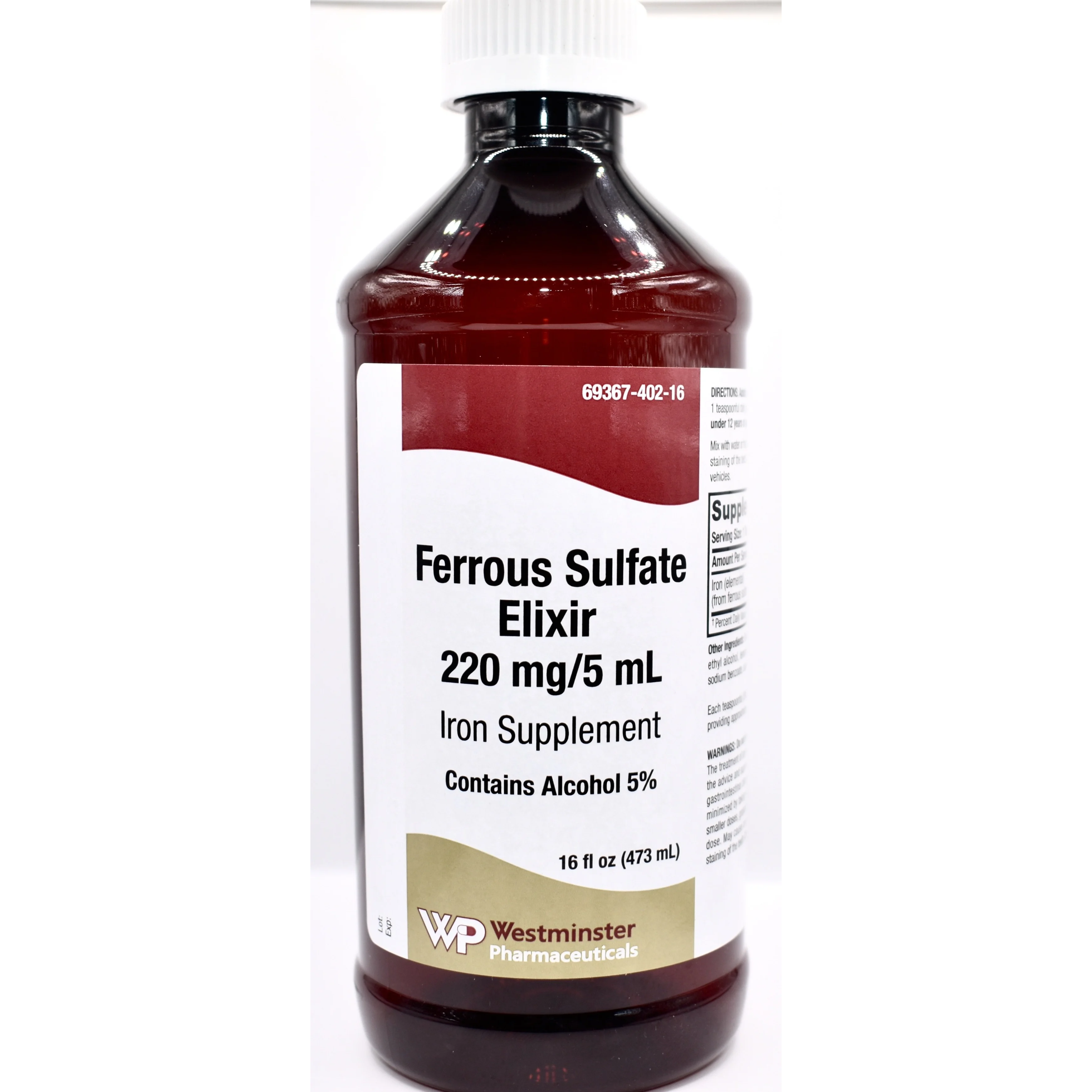 Ferrous Sulfate Liquid – 220 mg per 5 mL (16 fl oz / 473 mL)