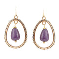 Inline Purple Jade Drop Golden Earrings
