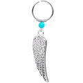 16G 1/4 Clear Gem Feathered Wing Dangle Circular Hoop