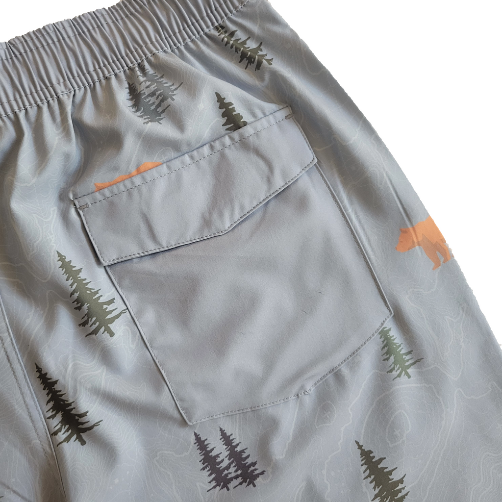 Langley Stretch Short - Grey Bear Print