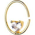 20G 3/8 Clear Heart CZ Gem Gold Tone Circular Seamless Ring