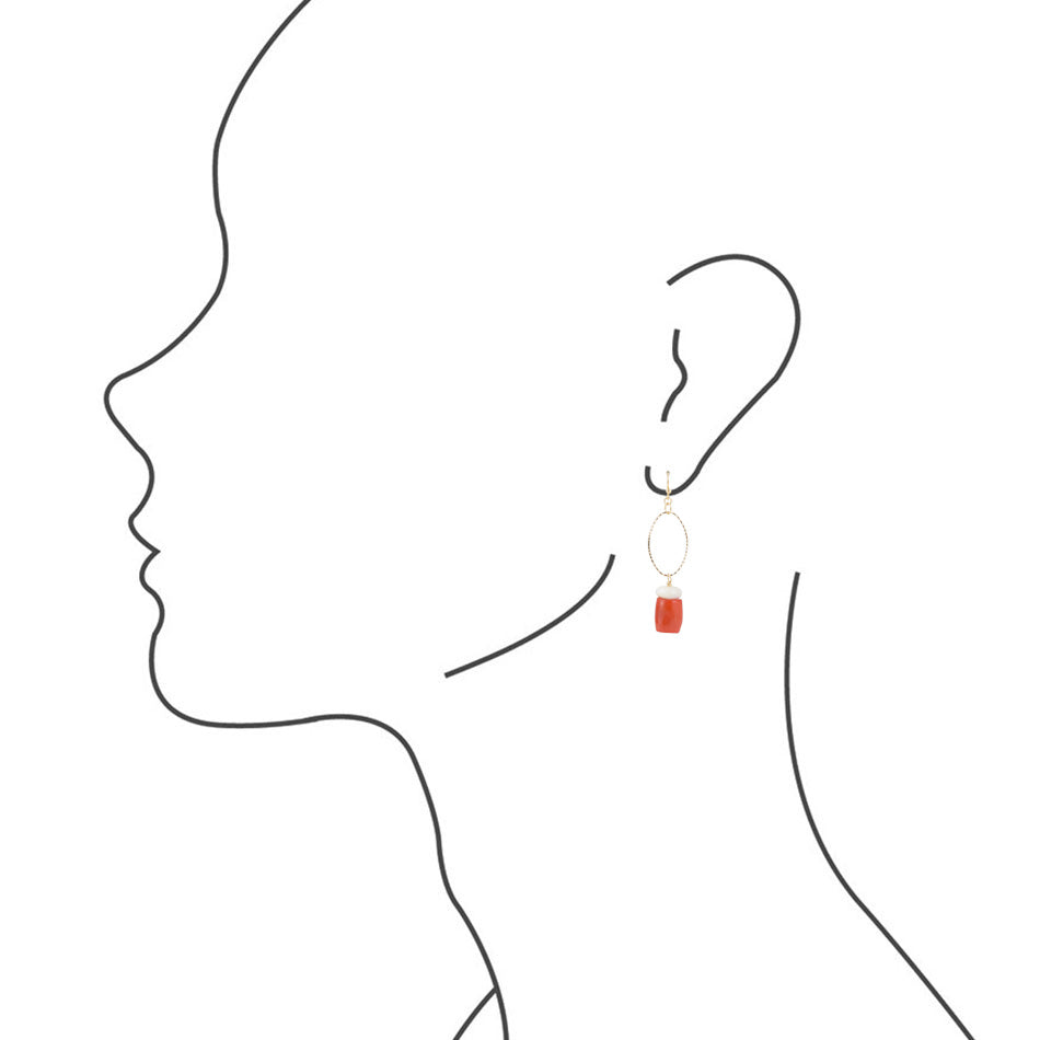 Orange Coral Cream Earrings