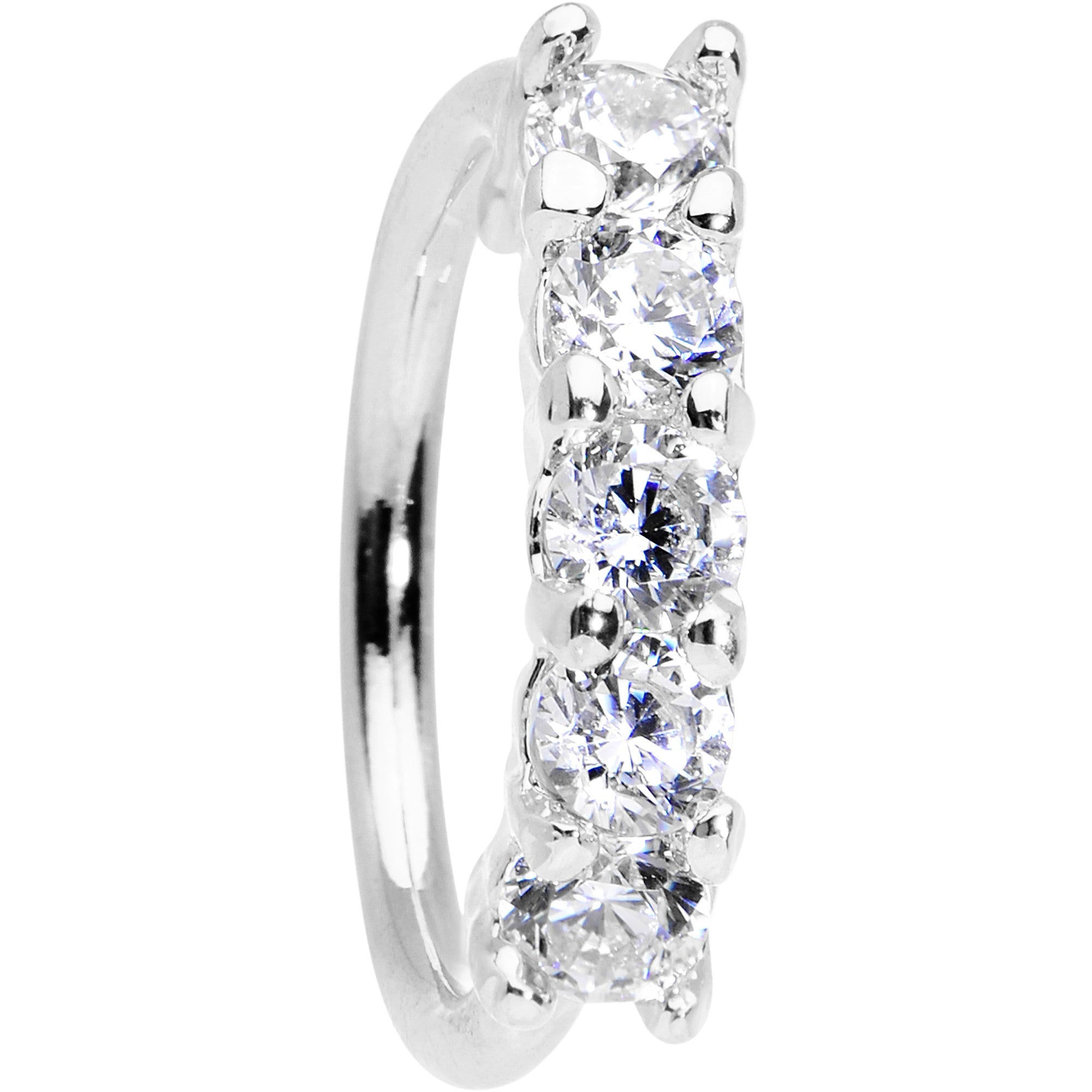 18G 5/16 Clear CZ Quintet Seamless Circular Ring