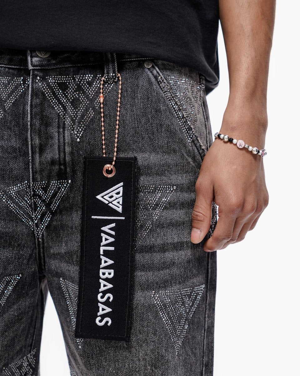 Valabasas Palace Strass-Shorts – Grau verwaschen