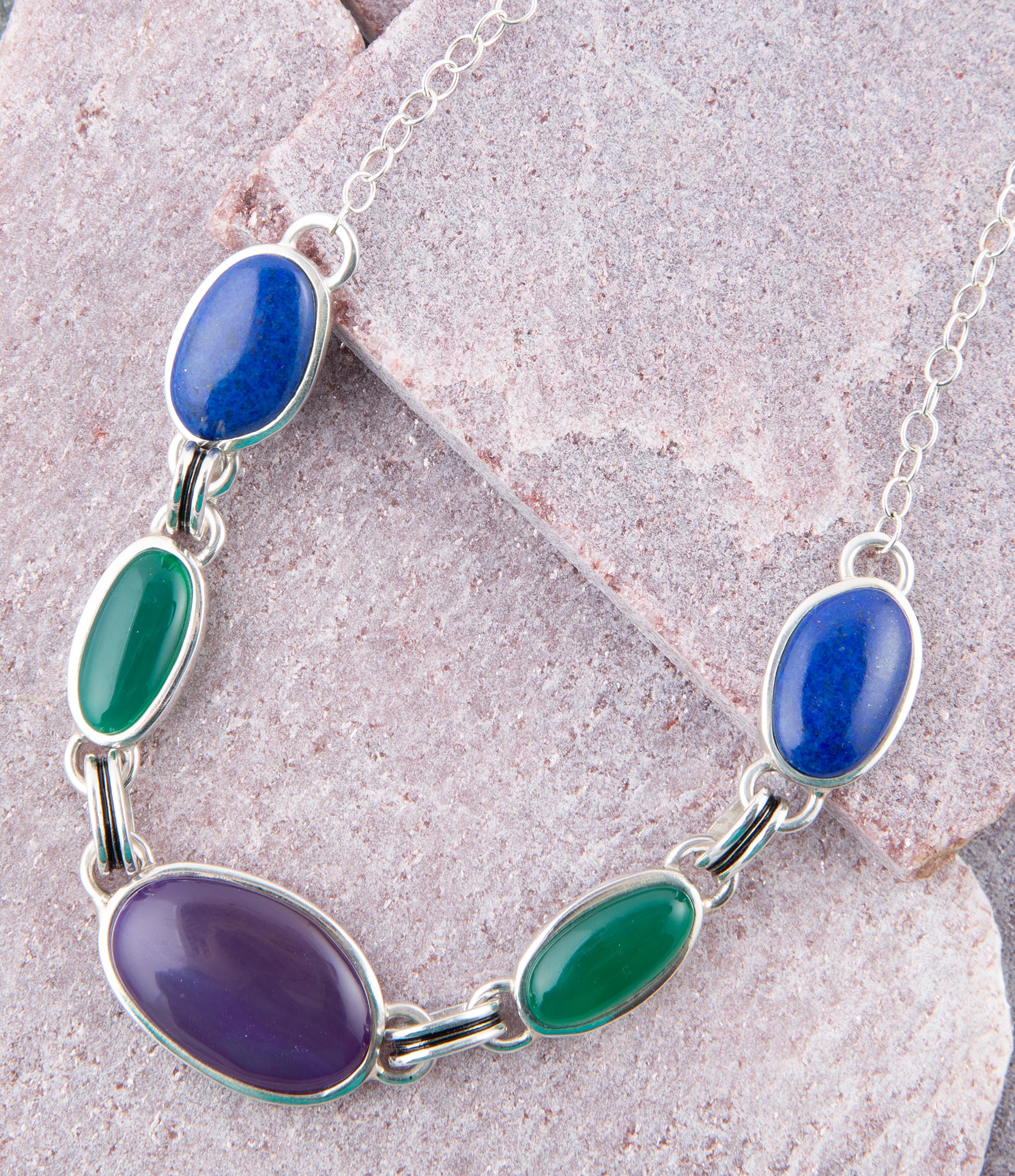 Peacock Purple Agate Multistone Necklace