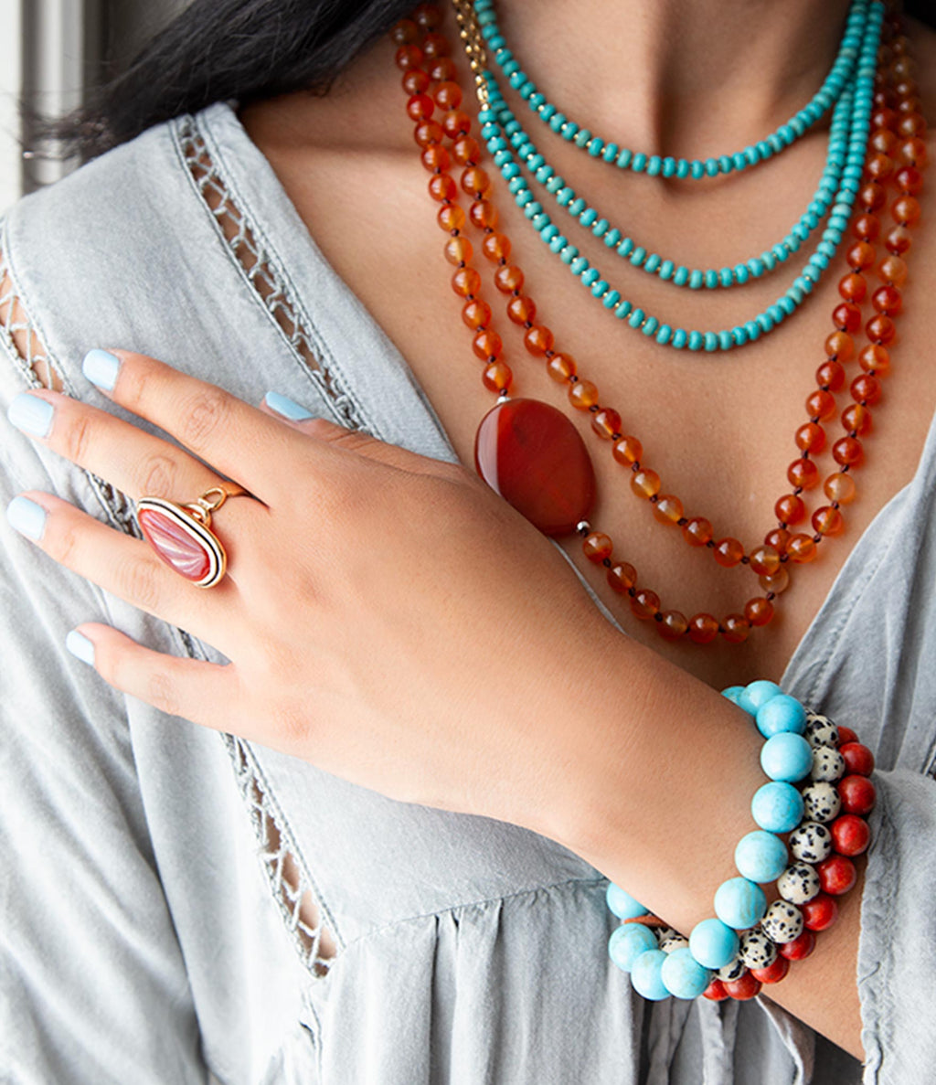 Orange Carnelian Golden Statement Ring