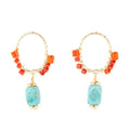 Red River Turquoise and Coral Post Earrings
