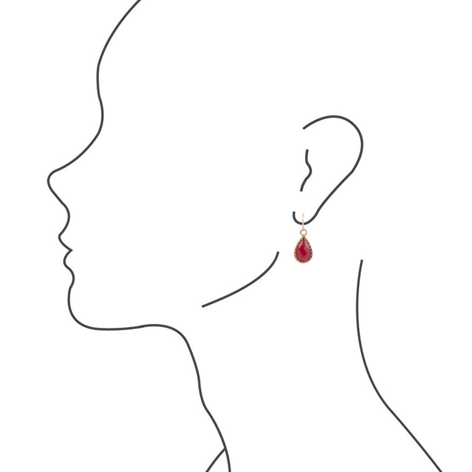 Roped Teardrop Ruby Quartz Earrings